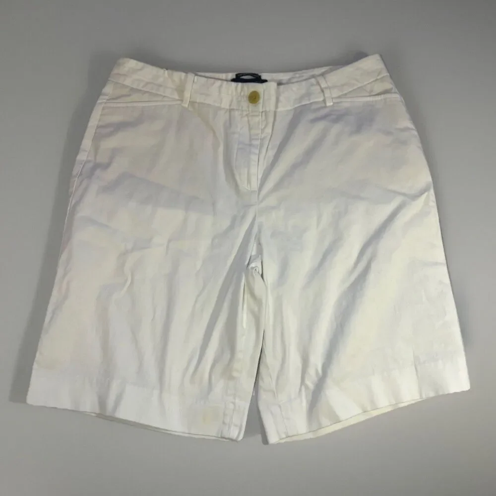 Talbots Perfect Shorts Womens 10 Petite White Cotton Stretch Casual 9" Inseam - Picture 4 of 13